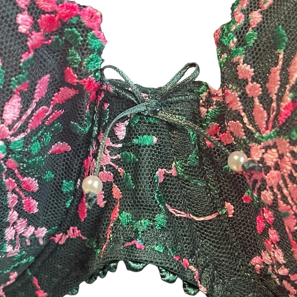 NWT Marie Jo Jane Push Up Bra Removable Pads Floral Embroidered Lace 32DD